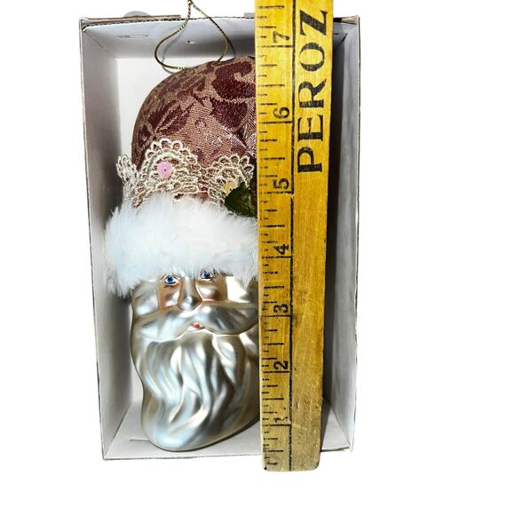 Vintage Victorian Santa Class Dillard's blown glass ornament pink hat - Picture 8 of 8